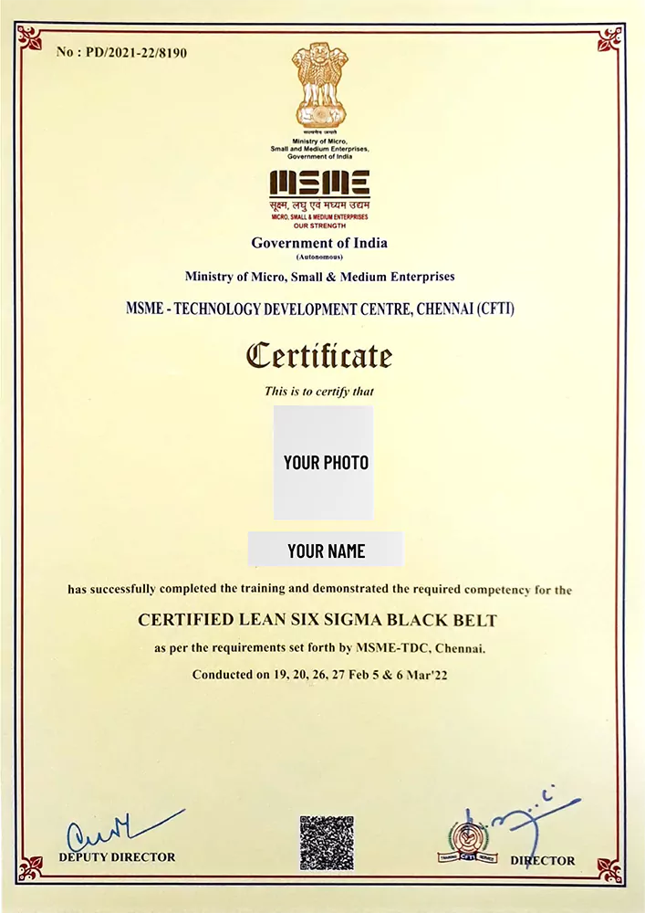 six sigma black belt certificate Vision Excellence