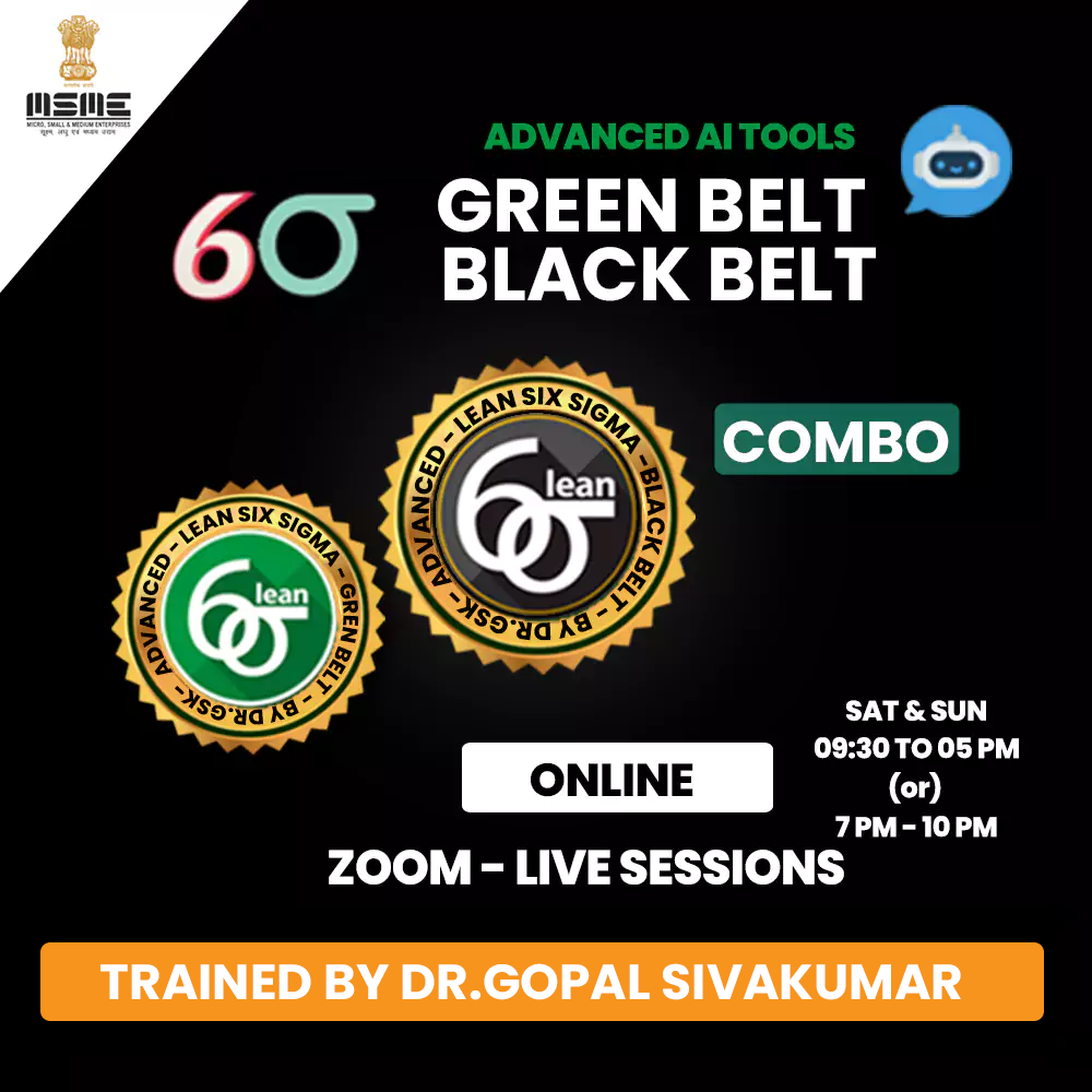 GREEN BELT + BLACK BELT COMBO | GOVERNMENT OF INDIA CERTIFICATION 3 combo 1 Vision Excellence