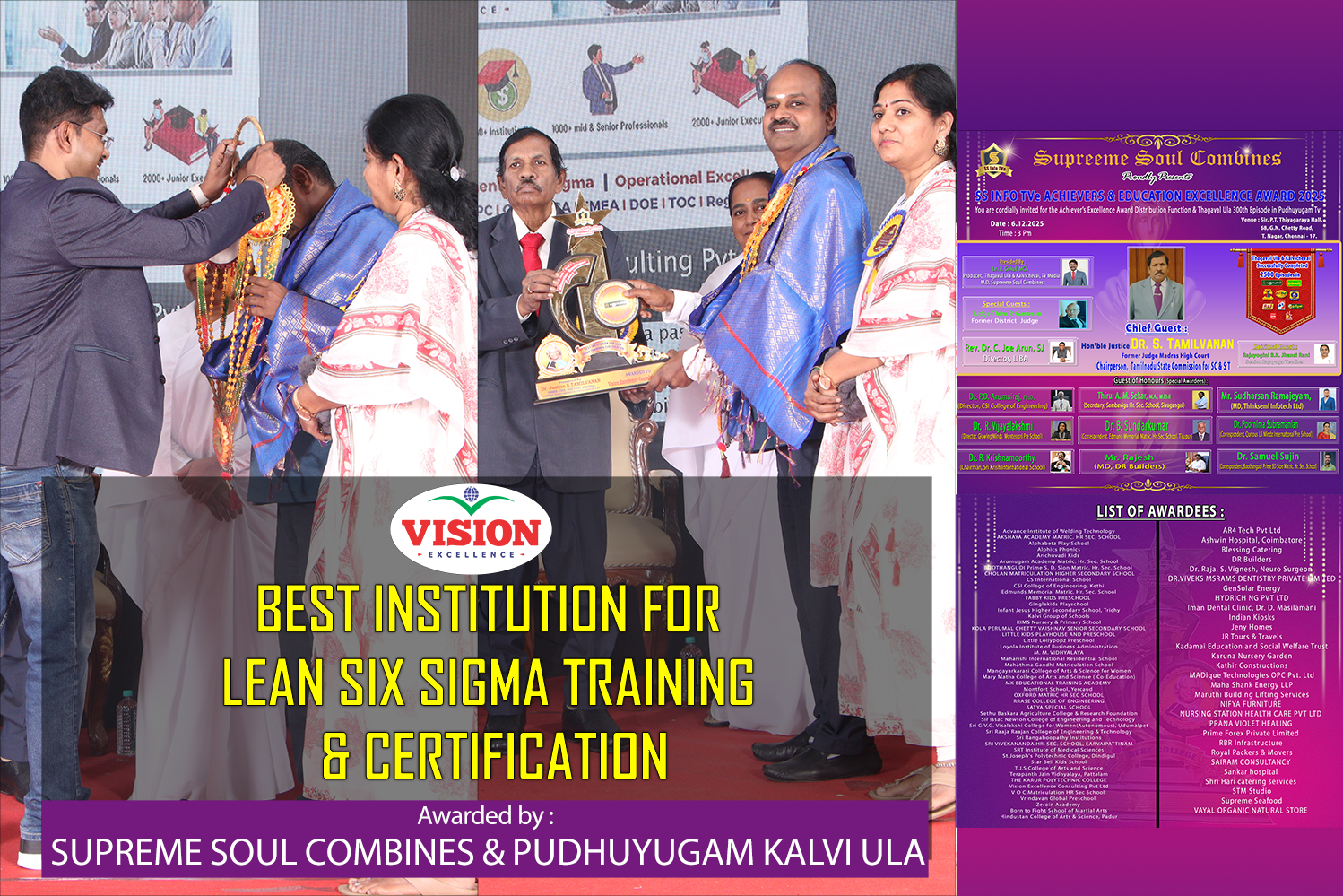 Dr.Gopal Sivakumar’s Vision Excellence | Honored as the Best Institution for Lean Six Sigma Training & Certification